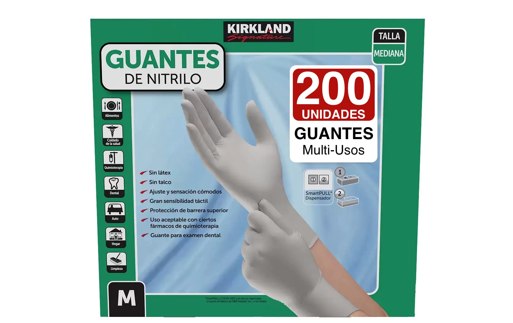 Photo 1 of Kirkland Signature Nitrile Gloves, Box of 200, Medium for Health Care, Food Service, Home other uses. Size M