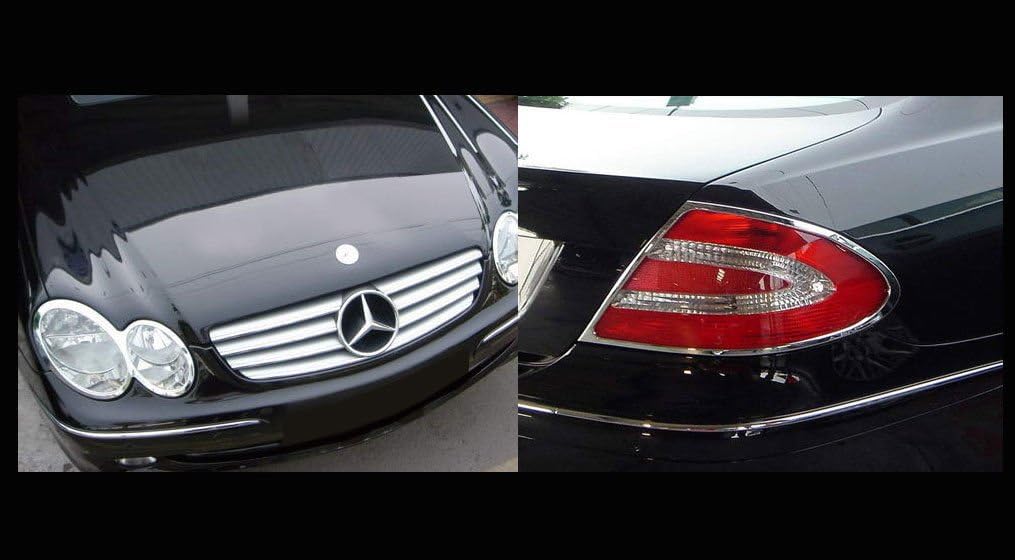 Mina Gallery Headlight & Taillight Chrome Trim Surround for CLK Mercedes 2003 2004 2005 2006 2007 2008 2009