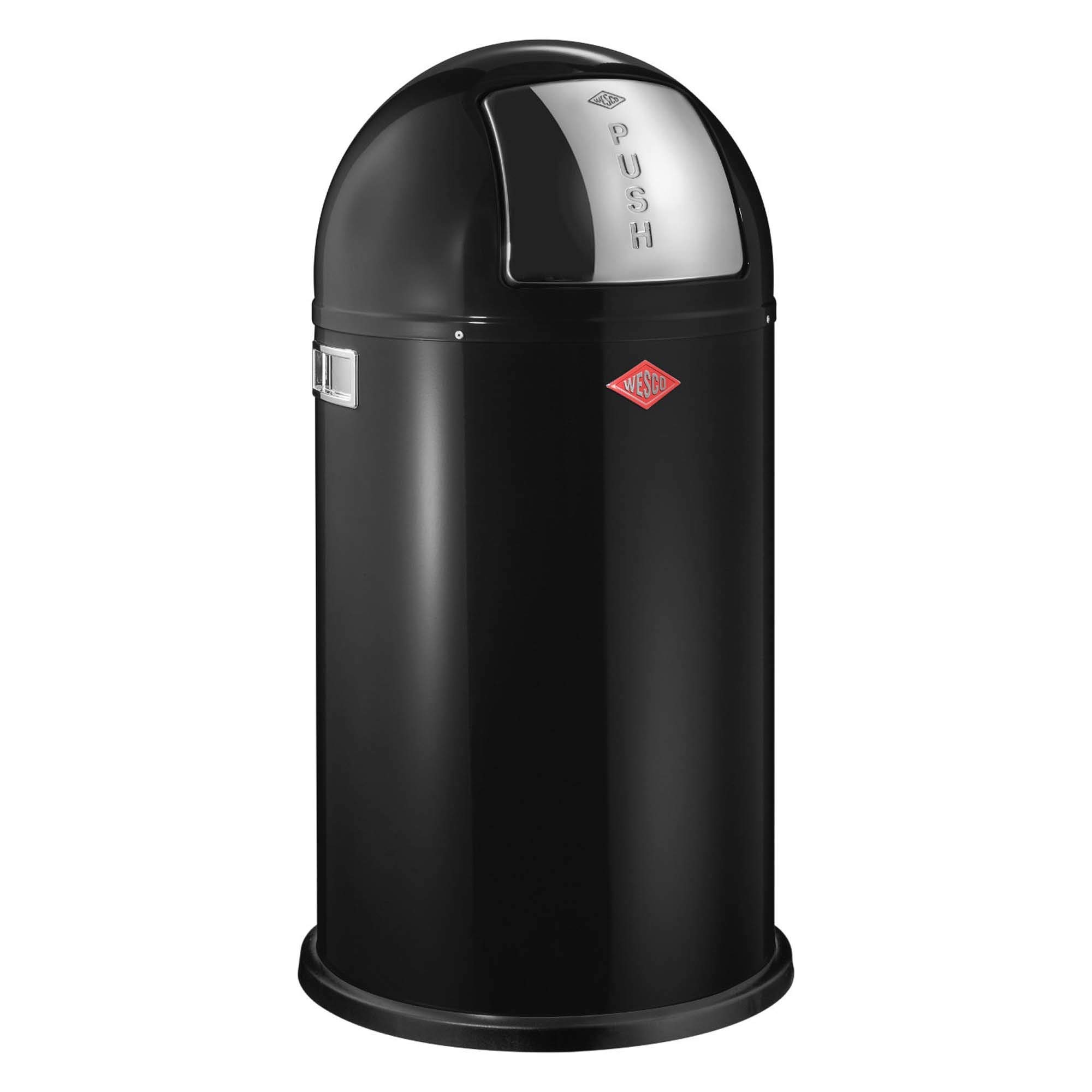 Wesco Pushboy Powder Coated Steel Waste Bin, 50 Litre, Black