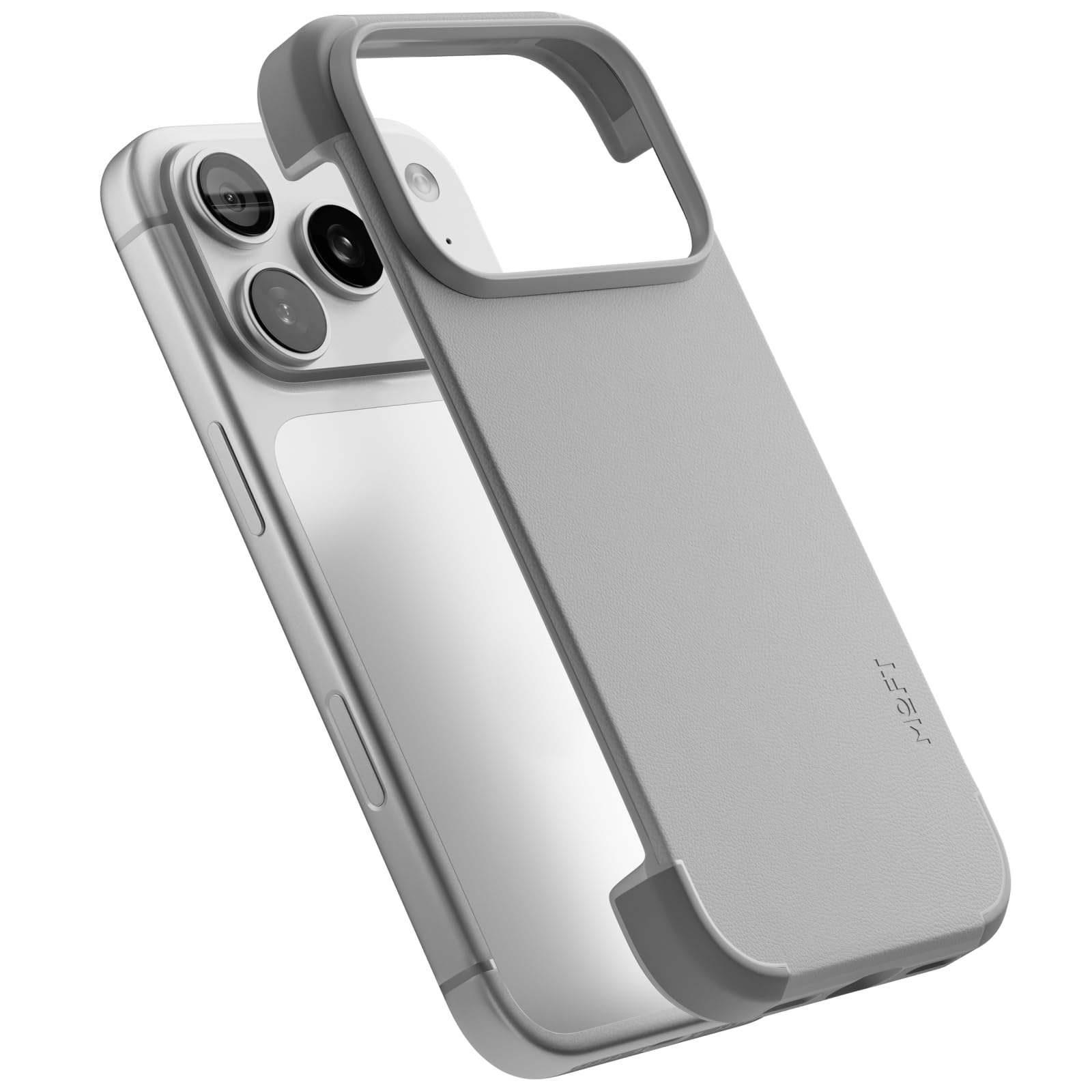 Photo 1 of MOFT MOVAS Frame Case for iPhone 17 Pro, 0.75mm (0.03 in) Ultra-Thin, Soft-Touch Vegan Leather, TPU Corner Protection, MagSafe Compatible?Misty Cove + Cement?