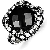 925 Sterling Silver and Black Plating CZ Cubic Zirconia Ring