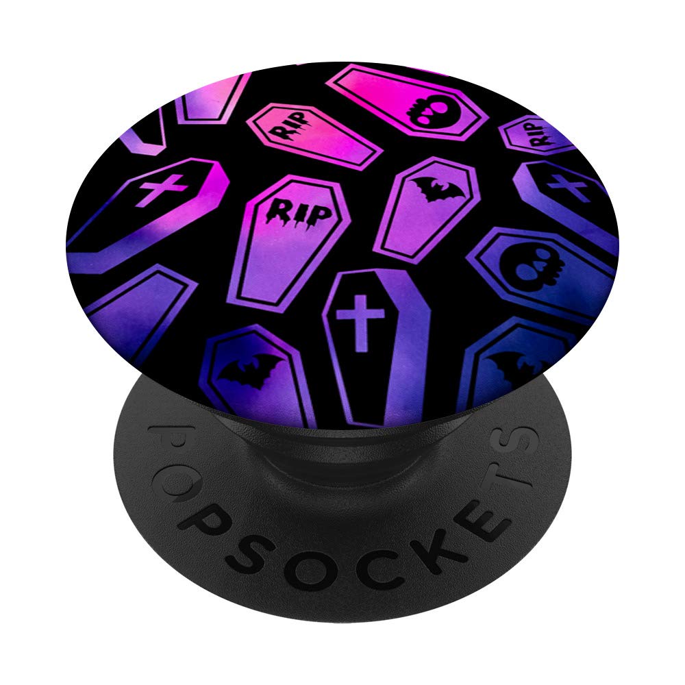 Goth Coffin Gothic Halloween Horror Watercolor Purple Black PopSockets PopGrip: Swappable Grip for Phones & Tablets