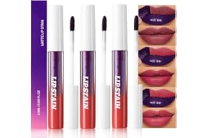 evpct 3Pcs Peel Off Lip Stain Tints, Maroon Mauve Red Matte Liquid Lipstick Lip Stain Long Lasting Waterproof for Women, Non-stick Cup Lipstick Peel Off Highly Pigmented Smudge-proof, 01# & 02# & 03#