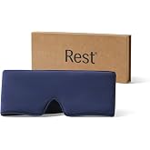 Rest&reg; Evercool&reg; Cooling Eye Mask, Full-Coverage Light Blocking, Instant Cool-to-Touch Fabric, Adjustable Soft &amp; Breathable Design for Ultimate Sleep Comfort, Comes with Travel Bag, Midnight Blue