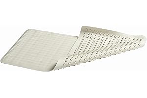 Rubbermaid Commercial Products Bath Tub and Shower Mat, 36-Inch X 18-Inch, White, Extra Long, Machine Washable, Safti-Grip Non-Slip Bathroom Mat with Suction Cups for Home/Hotel/Shower/Bathtub