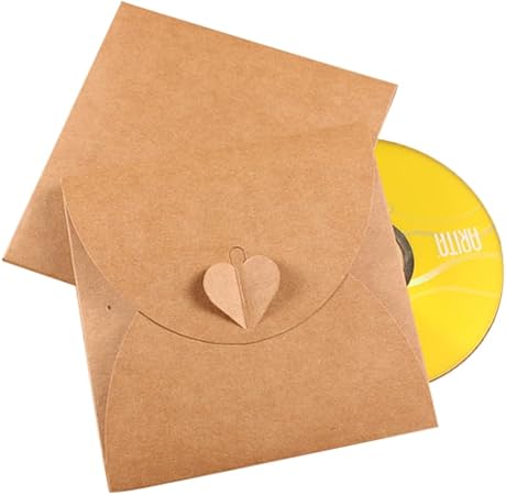 50 bolsitas sobre funda corazón regalo para CD y DVD (papel kraft: Amazon.es: Hogar