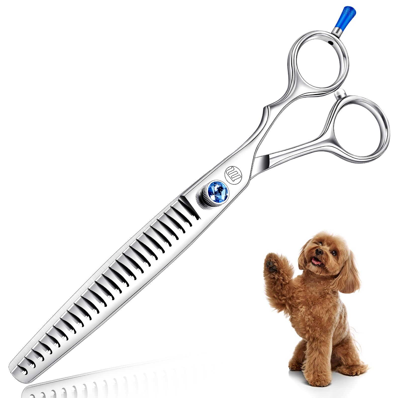 Moontay Dog Grooming Straight, Curved, Thinning/Blending/Chunking Scissors Kit, JP-440C Stainless Steel Pet Cat Hair Cutting/Trimming Shears