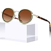 CARFIA Acetate-Metal Frame Round Sunglasses for Women Polarized UV Protection Stylish Designer Eyewear CA1951