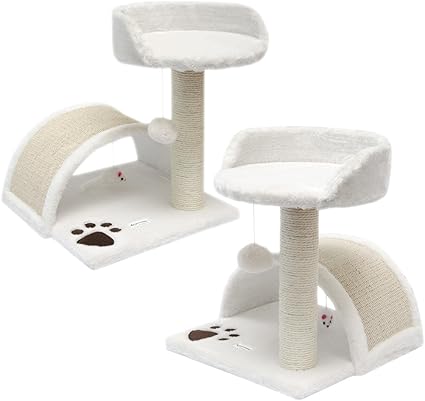 Eyepower Cindy Griffoir De Poteau à Griffer En Sisal Arbre à Chat Compact Grattoir Jeu Pour Chaton Blanc