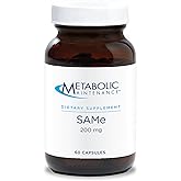 Metabolic Maintenance SAMe 200mg - SAM e 200 mg Supplement, Veg Caps with S-Adenosyl-L-Methionine for Mobility, Brain, and Liver Health, Clean SAM-e for Detox Support - 60 Capsules