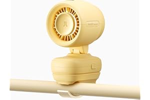 JISULIFE 2026 Clip Fan – Small & Stylish with 38H Cooling, Soft Night Light, One‑Click Detachable for Stroller or Desk, Safe 