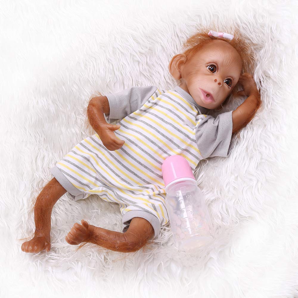 iCradle 45CM Handmade Detailed Paint Reborn Baby Monkey Newborn Doll Collectible Art Dolls Xmas Present