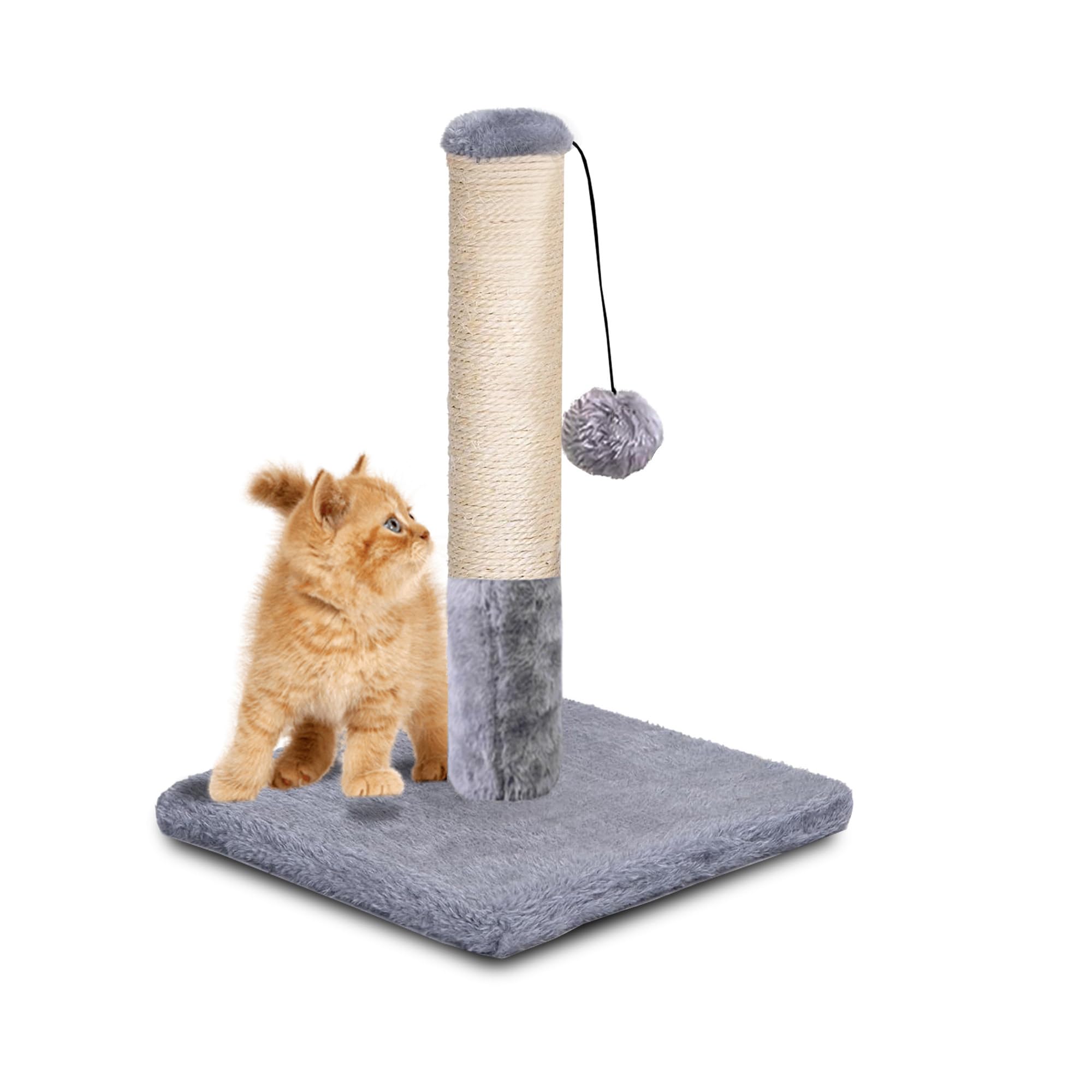 Light Grey Multi-Level Cat Climbing Tower with Ladder - Stable Cat Scratch Post & Play House for Kitty & Kitten - 28 * 28 * 37cm