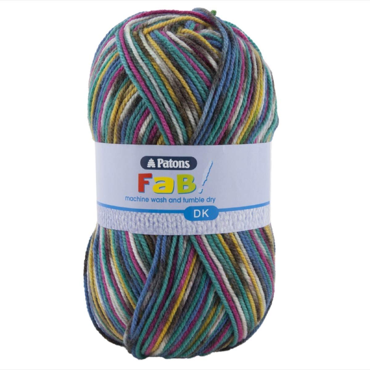Patons Fab DK Knitting and Crochet Double Knitting Wool - 100% Acrylic Machine Washable & Tumble Dry Yarn - Colour 2084 - Jeans Colour - 5 x 100g Balls