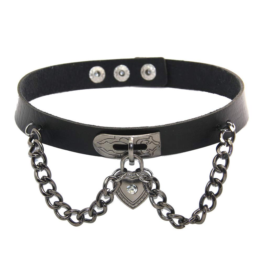 QIANDI Vintage Necklace for Women Jewelry Cosplay Collar Gothic Lolita Jewelry Love Heart Choker Chain Necklace