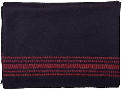 Amazon ファームブルーウールブランケット ミリタリースタイル 厚くて軽量 アーミーキャンプブランケット 大型キャンプサバイバルブランケット 車 ハイキング バックパッキング アウトドアフェスティバル用 ネイビーとレッドストライプ ブランケット 毛布