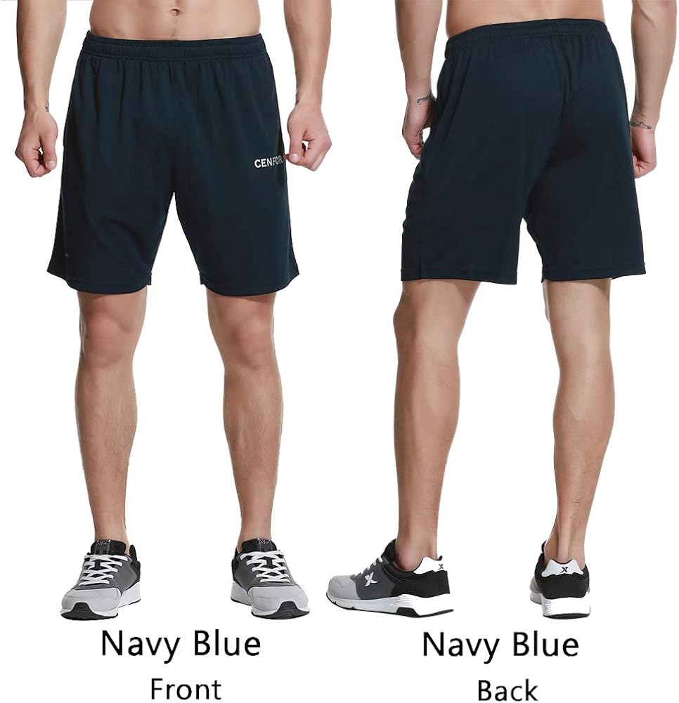 CENFOR Men's 7" Athletic Workout Shorts with Pockets Drawstring Quick Dry Breathable Active Training Shorts: Clothing