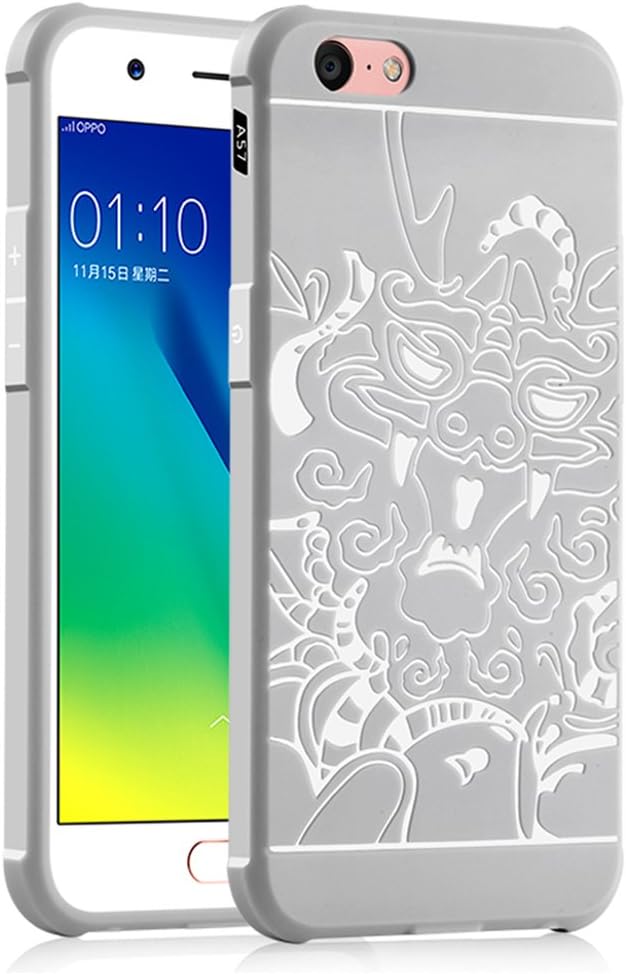 HENGHUA Case for Oppo A57, Soft TPU Anti-Fingerprint Light Thin Anti-Slip Pattern Shock Absorption Business Fashion Smartphone Case for Oppo A57 / F3 Lite 5.2" (Light Grey)