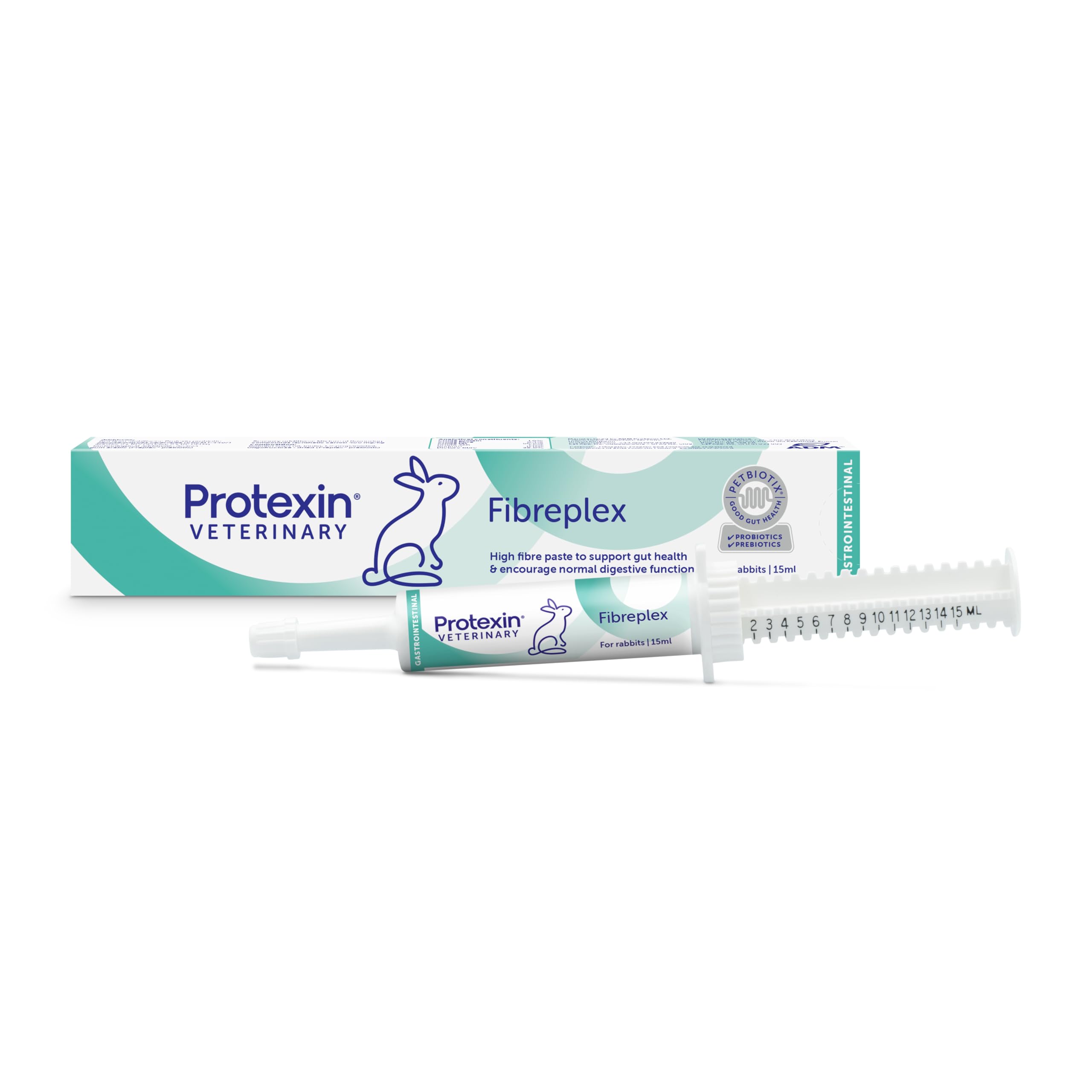 Protexin Veterinary Fibreplex for Rabbits – Probiotic & Prebiotic High-Fibre Paste – Supports Normal Digestive Function – Carrot Flavour – Syringe