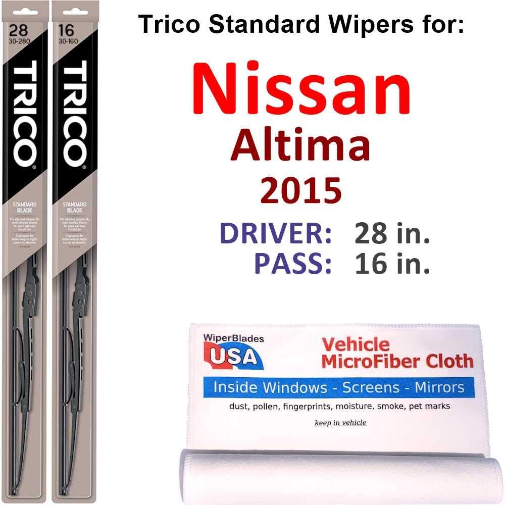 Amazon Com Wiper Blades Set For 2015 Nissan Altima Driver Pass Trico Steel Wipers Set Of 2 Bundled With Microfiber Interior Car Cloth Automotive