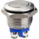 Ulincos&reg; Momentary Push Button Switch U16A1 1NO SPST Silver Stainless Steel Shell Suitable for 16mm Mounting Hole