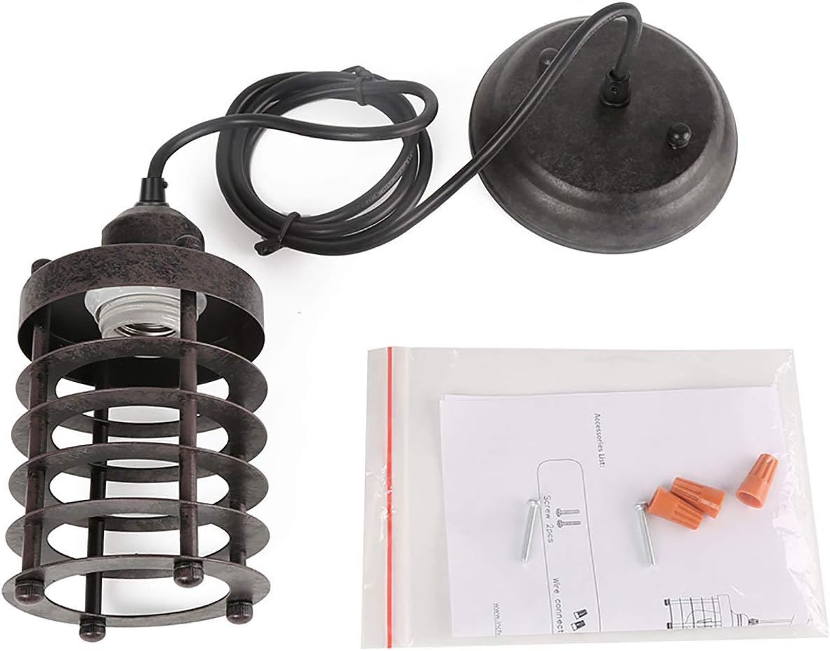LNC A02534 Pendant Lighting for Kitchen Island Farmhouse Barn Warehouse Mini Cage Ceiling Lamp with Brown Rust, A02534 - - 