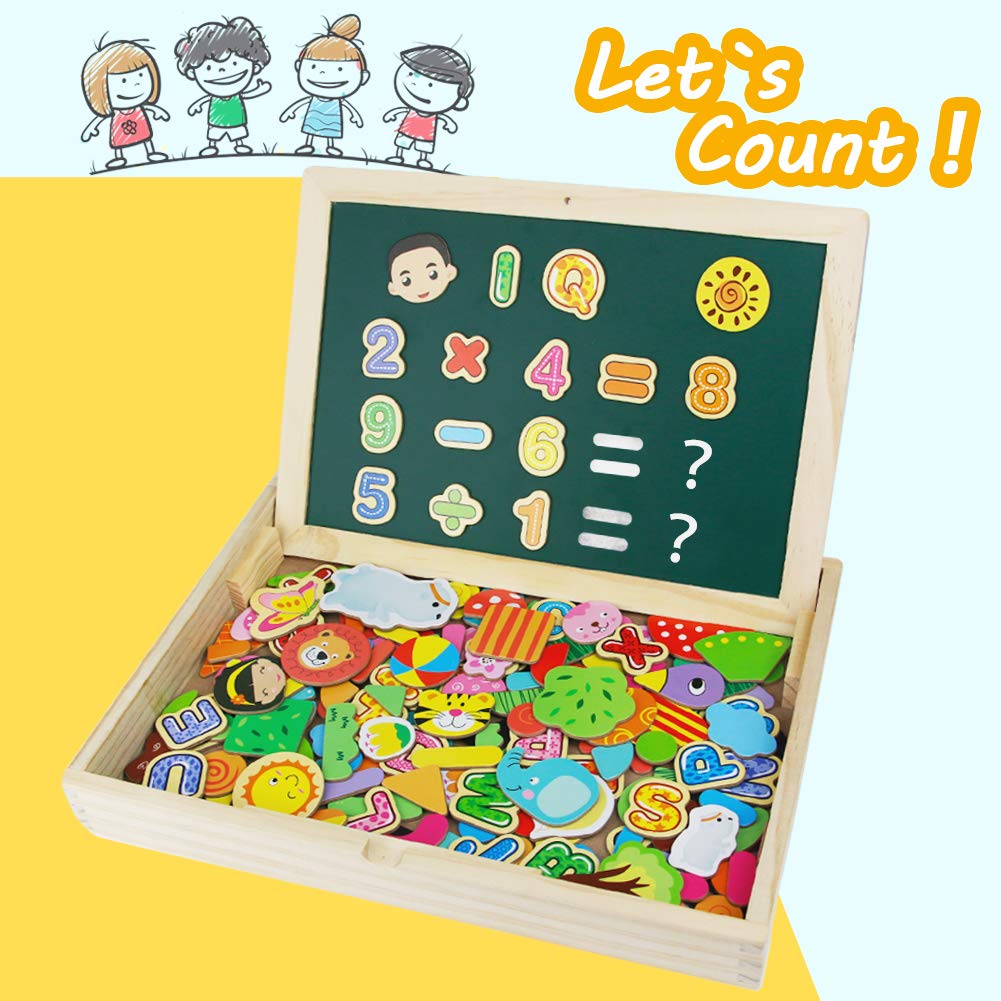 Puzzles Rompecabezas Magnéticos de Madera Dibujo Juguete Educativo Doble Cara El mejor regalo para Niños Niña 3 4 5