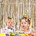 UTOPP 2 Pack Foil Fringe Curtains Photo Backdrop Party Decorations, 3ft x 8 ft Shiny Metallic Tinsel Party Door Curtain Photo Booth Props for Birthday Wedding Party Decor (gold champagne)
