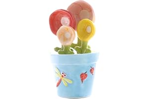 Salt Spoons, 1 Set Flower Measuring Spoons, Ceramic Cactus Measuring Set in Pot, Decorative Flower Pot and Cup, Cute for Home