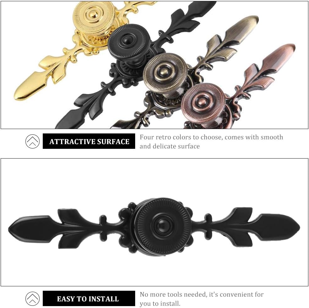 Fdit Black Set of 4 Vintage Style Pull Handle Door Knobs Back Plate for Home Furniture Drawers Cabinets Wardrobes Cupboard Cabinet with Screw - Image 5
