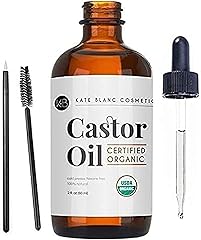 Kate Blanc Cosmetics Castor Oil (2oz), USDA Certified Organic, 100% Pure, Cold Pressed, Hexane Free Stimulate Growth for Eyel