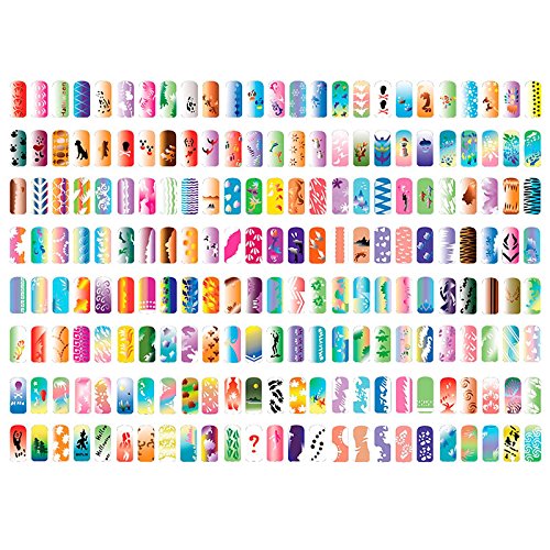 PointZero Complete Airbrush Nail Art Kit - 24 Color 480 Stencil Set - Thumbnail 6