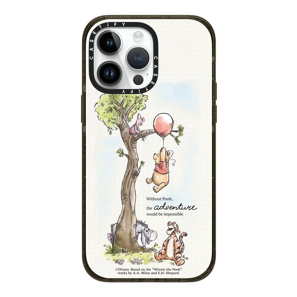 CASETiFY Impact iPhone 14 Pro Max Case [Winnie The Pooh Colab / 8.2ft 4X Military Grade Drop Protection/Magsafe] - 100 Year Anniversary - Clear Black