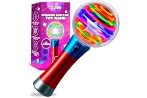 Playbees Light Up Spinning Wand – Magic LED Flashing Ball, Sensory Light Spinner Toy, Glow Wand Party Favor, Classroom Prizes, Fun Light-Up Gift for Kids