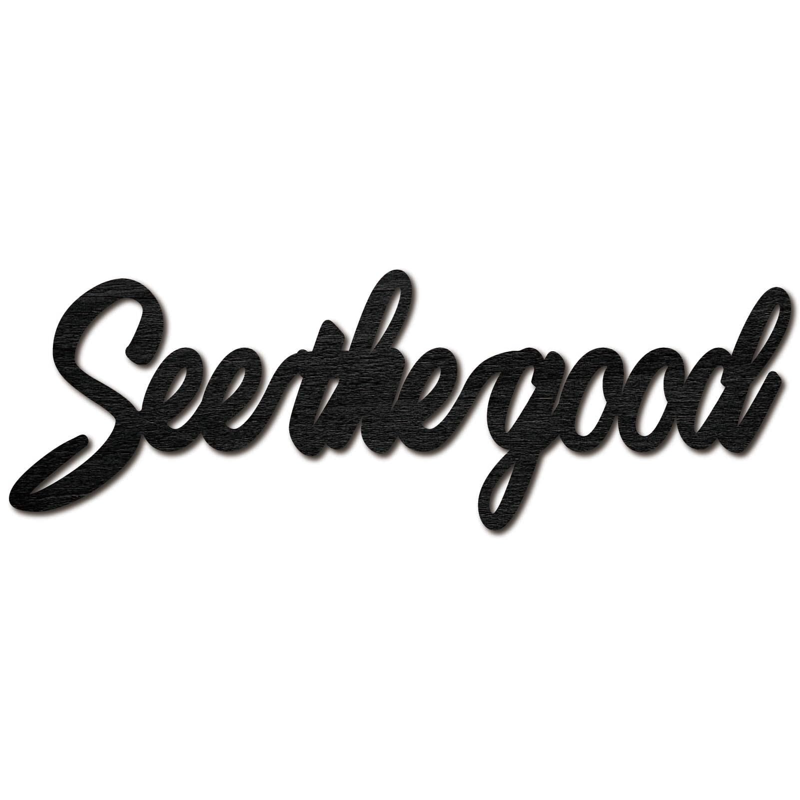CREATCABIN Wooden Cut Sign Laser Cut Decor Art Latter See The Good Laser Cut Wood Decor Wall Hanging Display Unfinished DIY Crafts House Room Door Decoration Gift for Housewarming Black 11.9x3.9 Inch