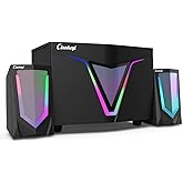 cinnkeyi 2.1 USB-Powered Computer Speaker with Subwoofer,PC Speakers with subwoofer-Dual 4.7'' mid-Treble Full-Range Satellites for PC,Speaker with Dynamic RGB,Up to 16W, 3.5mm Inputs