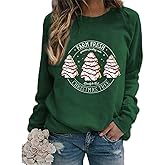 Dahuiya Christmas Sweatshirts For women Funny Christmas Sweater Cozy Holiday Graphic Tops