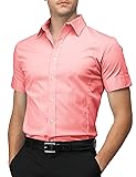 H2H Men's Formal Slim Fit Short Sleeve Button Down