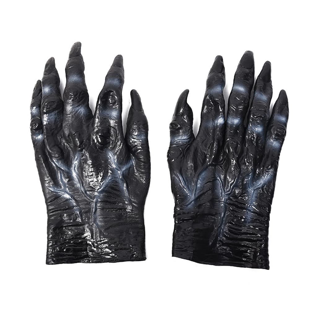 SJTJSPX Halloween Gloves Theme Party Carnival Cosplay Devil Witch Hands Zombie Wolf Terrifying Accessories Monster Animals Claw Day Of Death Gloves For Unisex Adults