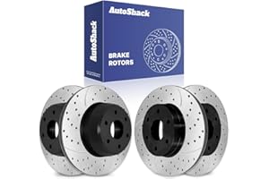 AUTO SHACK AutoShack Front & Rear Drilled & Slotted Brake Rotors Replacement for Chevrolet Express 1500 Suburban 1500 Tahoe GMC Savana 1500 Sierra 1500 Yukon XL 1500 E-Coated 4-PC Set ShadowGuard