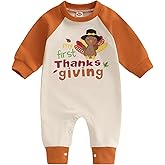 FYBITBO My First Thanksgiving Baby Boy Girl Outfit Little Turkey Jumpsuit Romper Onesie Newborn Thanksgiving Clothes