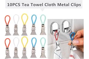 Walmeck 10PCS Tea Towel Clips Cloth Hanging Metal Clips Hand Towel for Kitchen Bathroom Afternoon Tea Oven Mitt Kids Pet
