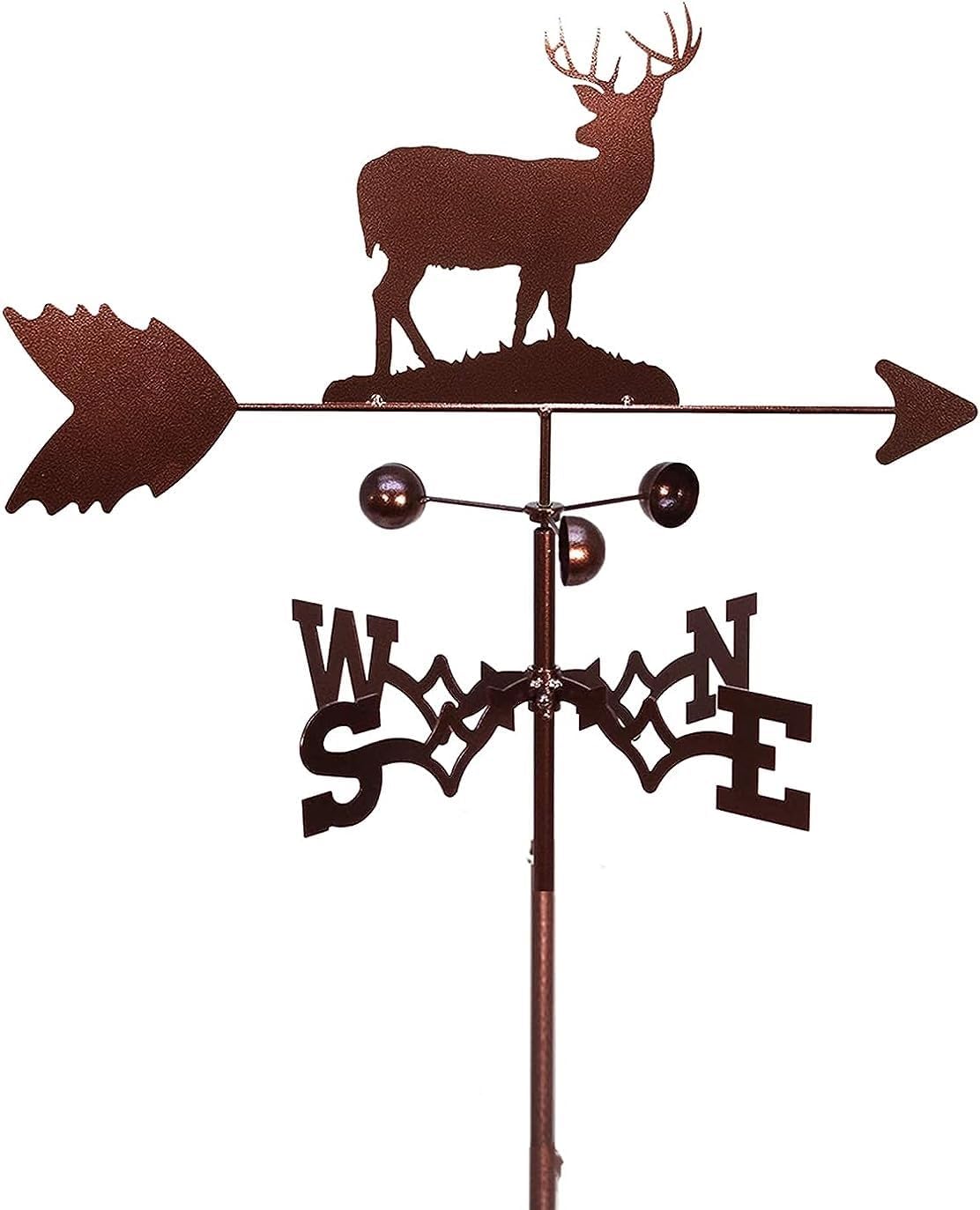 Weathervanes - Deer Weathervane Farm Vintage Weathervane Wind Indicator with Animal Decoration, Patio Wind Measurement Tool for Patio, Roof, Gazebo