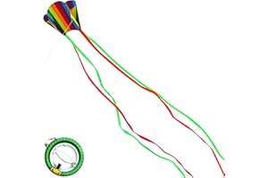 HENGDA KITE for Kids&Adults Rainbow Parafoil Kite with Long Tail,with 700 Feet Kite Reel String, Easy to Fly, Suitable for Children to Play, do not Need to Assemble，Perfect for Beach Fun