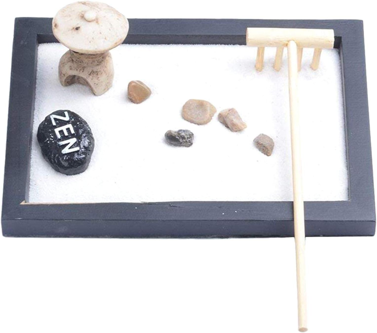 Mini Zen Table Garden with Rattle Pebbles and Sand Decoration Home Office