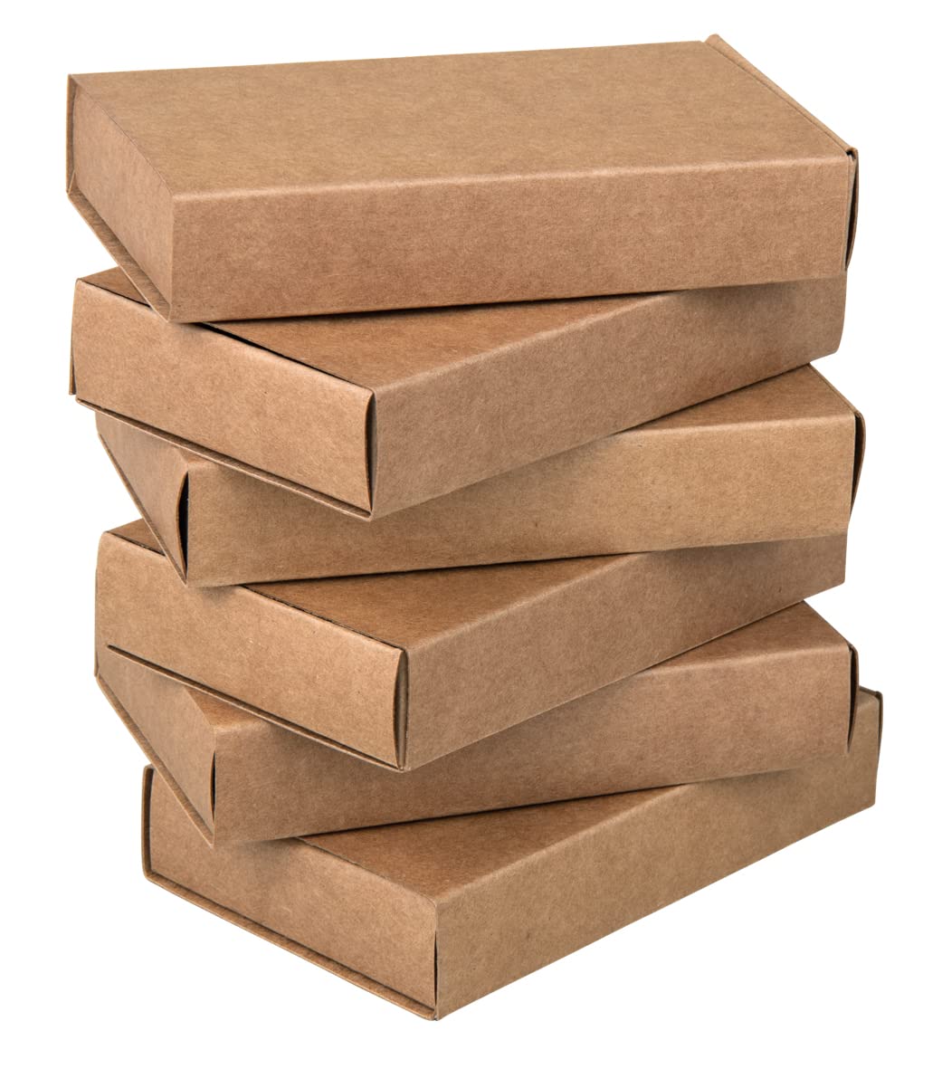 Rayher Set of 6 Large Matchboxes for DIY Favour Boxes and Advent Calendar, Large Kraft Paper Matchbox for Crafts, brown, 11x6.5x2cm, 67381521