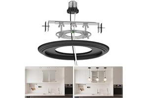 tebio 6-Inch Recessed Can Light Conversion Kit for Pendant Light or Ceiling Fan, Ceiling Fixture Adapter with 7¾" Decorative Black Plastic Medallion, Retrofit Kit for 6" Recessed Housing