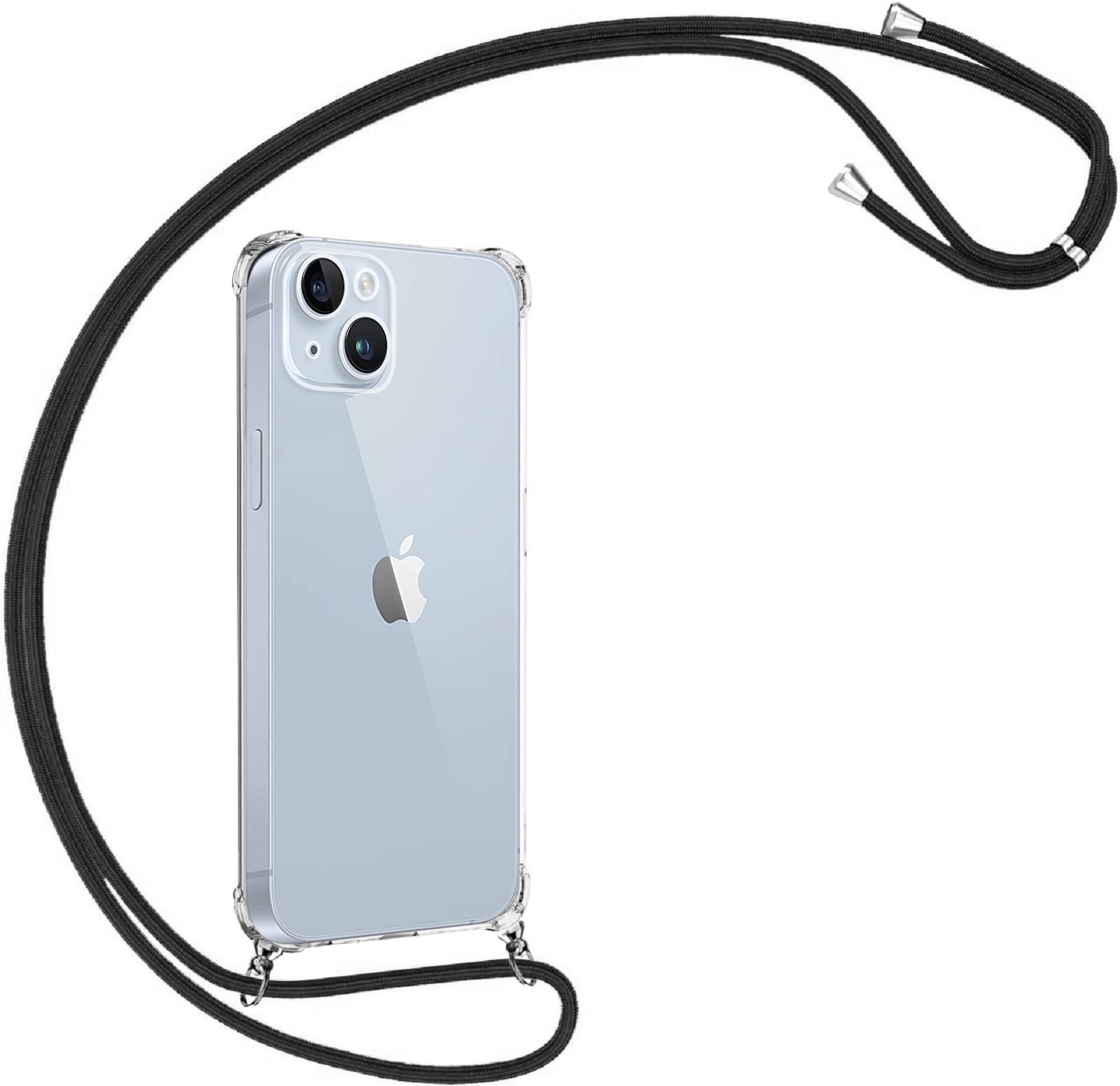 KZIOACSH Case for iPhone 14, Ultra Thin Fit Crystal Clear Anti-Scratch Bumper Cover Reinforced Corner Bumpers Shockproof Transparent Phone Case with Adjustable Detachable Neck Cord Lanyard Strap