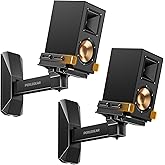 Perlegear Speaker Wall Mounts, Holds up to 55 lbs, 1 Pair | 5.12&Prime;&ndash;11.81&Prime; adjustable width, tilt +/-15&deg;, swivel+/-90&deg;, fits bookshelf &amp; surround sound speakers, cable management