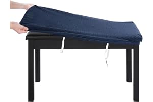 BUYUE Luxury 2-Person Piano Bench Cover, (27.7"- 37") Lx (12"- 16") W Stretch Jacquard Washable Rectangle Footstool Slipcover (M, Navy Blue)